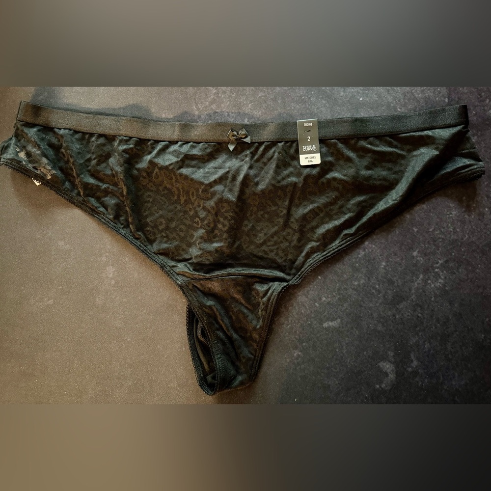 Torrid Plus Size 2X Black Thong with Leopard Texture